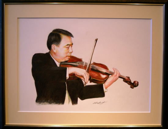 バイオリニスト色鉛筆肖像画依頼作品