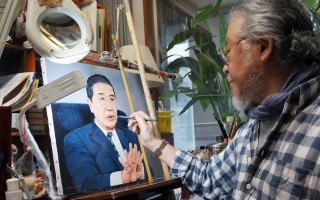 北海道のお客様肖像画制作風景