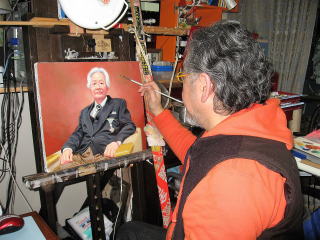 肖像画制作中の作者